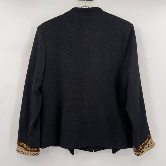 Vintage Beau Marc International Black & Gold Embellished Shimmering Blazer 16 - Picture 6 of 10